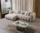 Elly Sand Boucle sectional sofa in living room setting