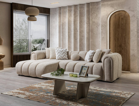 Elly Sand Boucle sectional sofa fabric detail