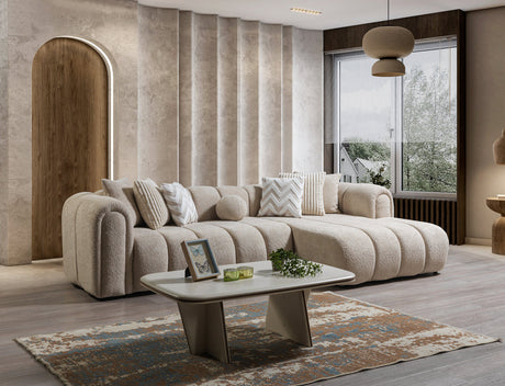 Elly Sand Boucle Right Arm Facing sectional sofa main view