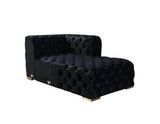 main front view of Seva Black Velvet Double Chaise Sectional sofa