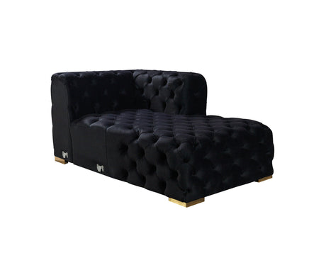 main front view of Seva Black Velvet Double Chaise Sectional sofa