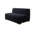 side angle showing chaise seating on Seva Black Velvet Double Chaise Sectional