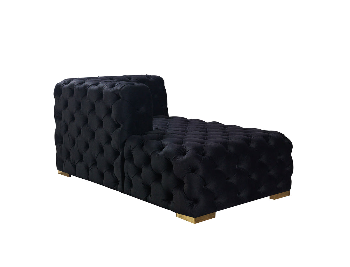velvet fabric and cushion detail of Seva Black Velvet Double Chaise Sectional sofa