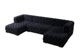 front angled view of Seva Black Velvet Double Chaise Sectional sofa