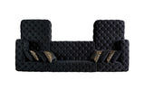 front-facing view of Seva Black Velvet Double Chaise Sectional sofa