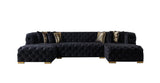 close-up detail of sectional sofa arm and loveseat section