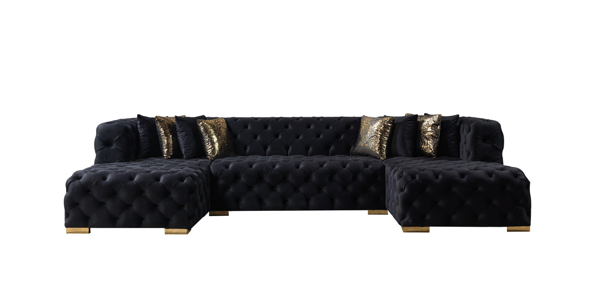 close-up detail of sectional sofa arm and loveseat section