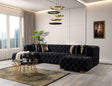 main view of Seva Black Velvet Double Chaise Sectional sofa