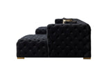 room scene with Seva Black Velvet Double Chaise Sectional sofa
