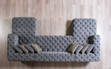 Living room setup with Seva Gray Velvet Double Chaise Sectional