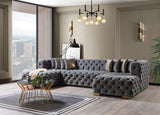 Main view of Seva Gray Velvet Double Chaise Sectional sofa