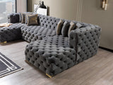 Side profile of Seva Gray Velvet Double Chaise Sectional