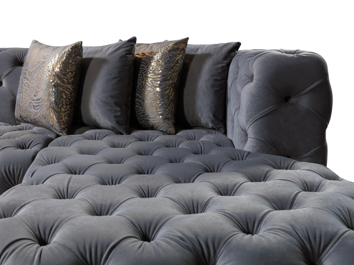 Main angled view of Seva Gray Velvet sectional