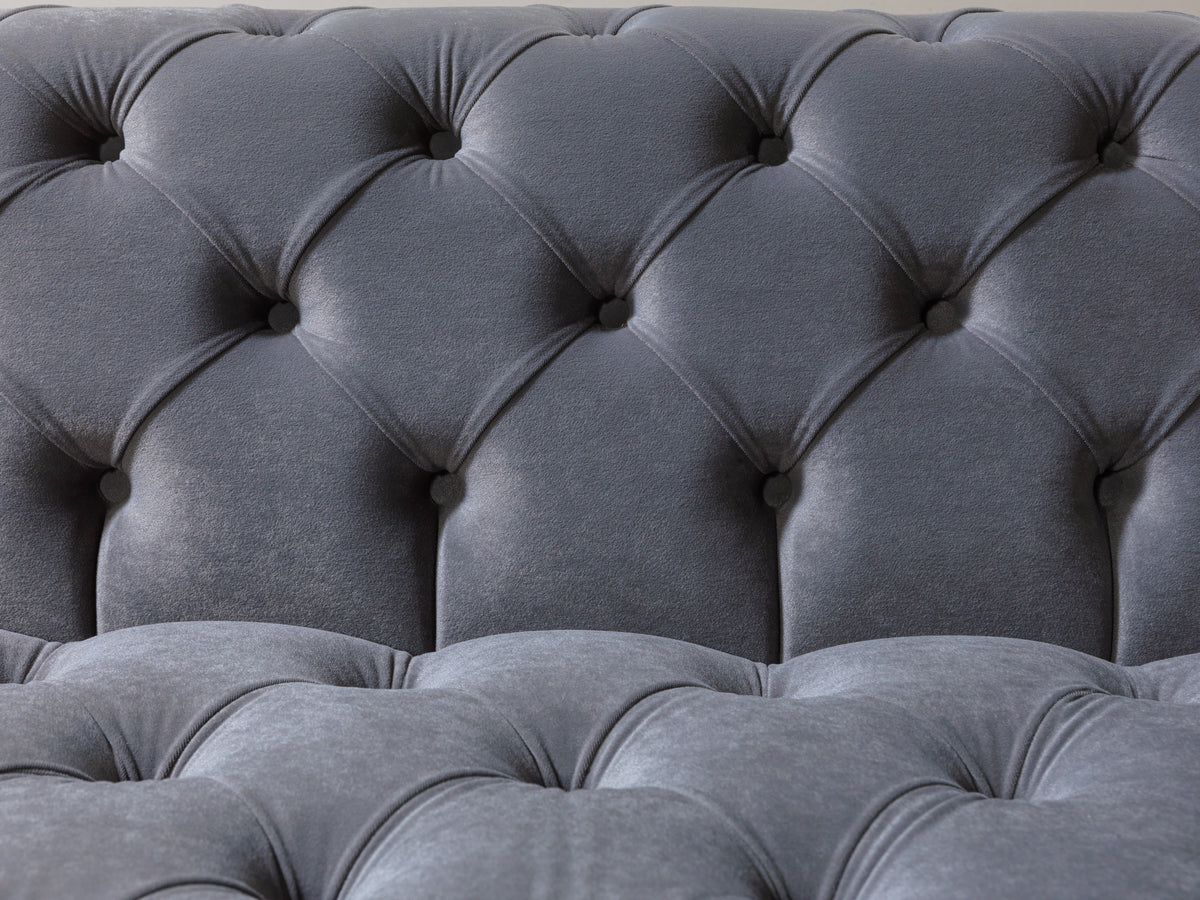 Side perspective of Seva Gray Velvet sectional