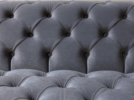 Side perspective of Seva Gray Velvet sectional