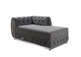Side image of Oprah Gray Velvet Double Chaise Sectional
