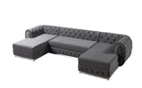 Overview of Oprah Gray Velvet Double Chaise Sectional sofa