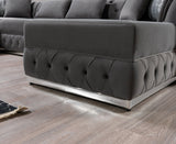 Side perspective of double chaise sectional