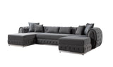 Living room arrangement with gray sectional