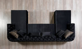Side profile of Oprah black velvet sectional sofa