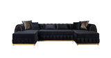 Main view of double chaise sectional sofa in black velvet
