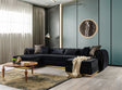 Oprah Black Velvet Double Chaise Sectional sofa main view