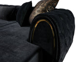 Side view highlighting double chaise design