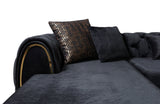Front view of Oprah black velvet sectional sofa