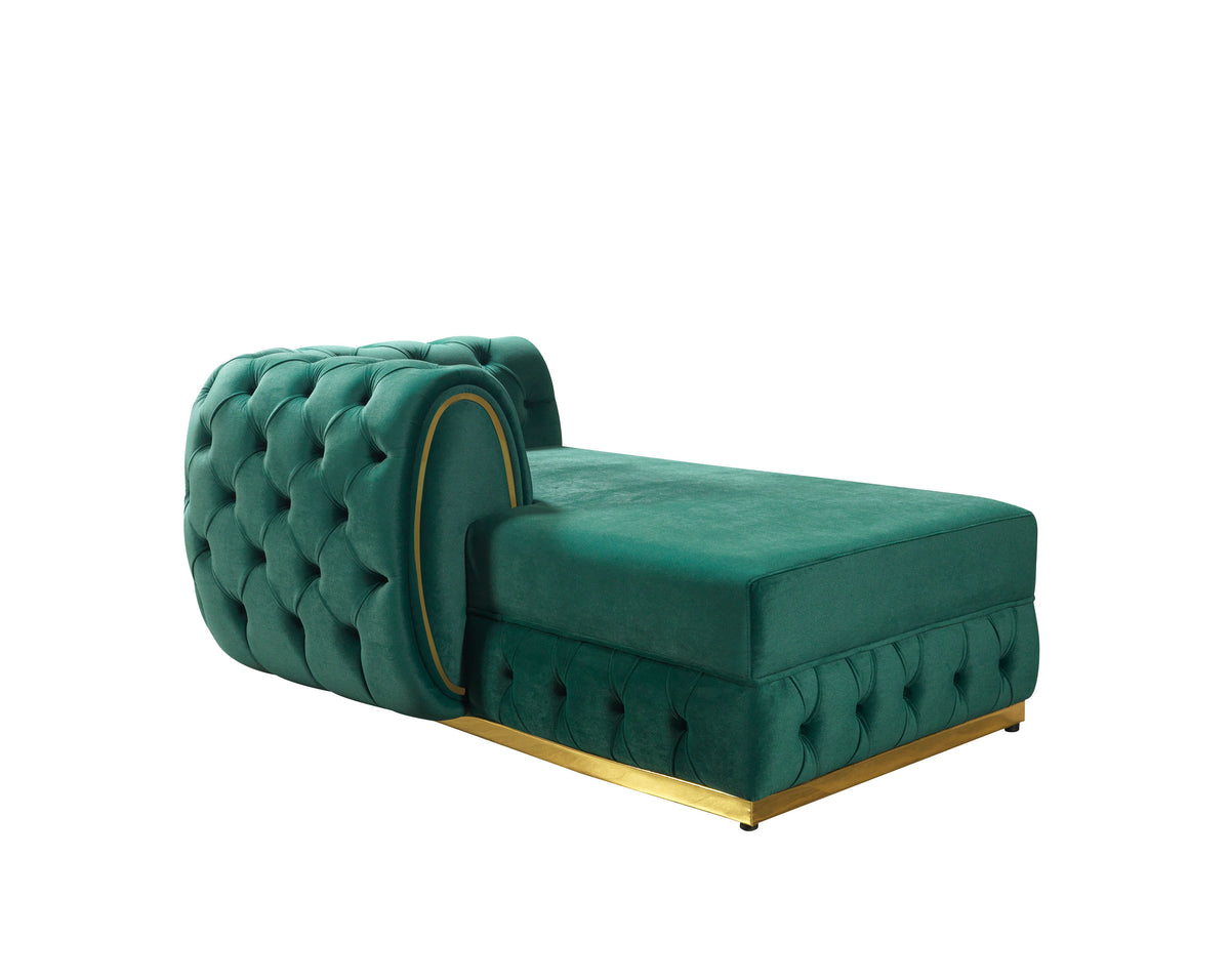 main view of Oprah Green Velvet Double Chaise Sectional sectional sofa