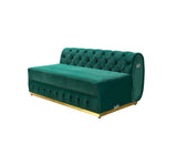 side view of Oprah Green Velvet Double Chaise Sectional sectional sofa