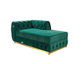 detail view of Oprah Green Velvet Double Chaise Sectional sectional sofa