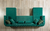 side view of Oprah Green Velvet Double Chaise Sectional sectional sofa