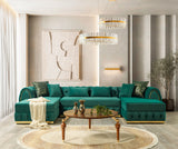 side view of Oprah Green Velvet Double Chaise Sectional sectional sofa