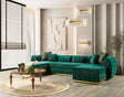 Oprah sectional sofa main view in green velvet upholstery