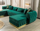 room view of Oprah Green Velvet Double Chaise Sectional sectional sofa