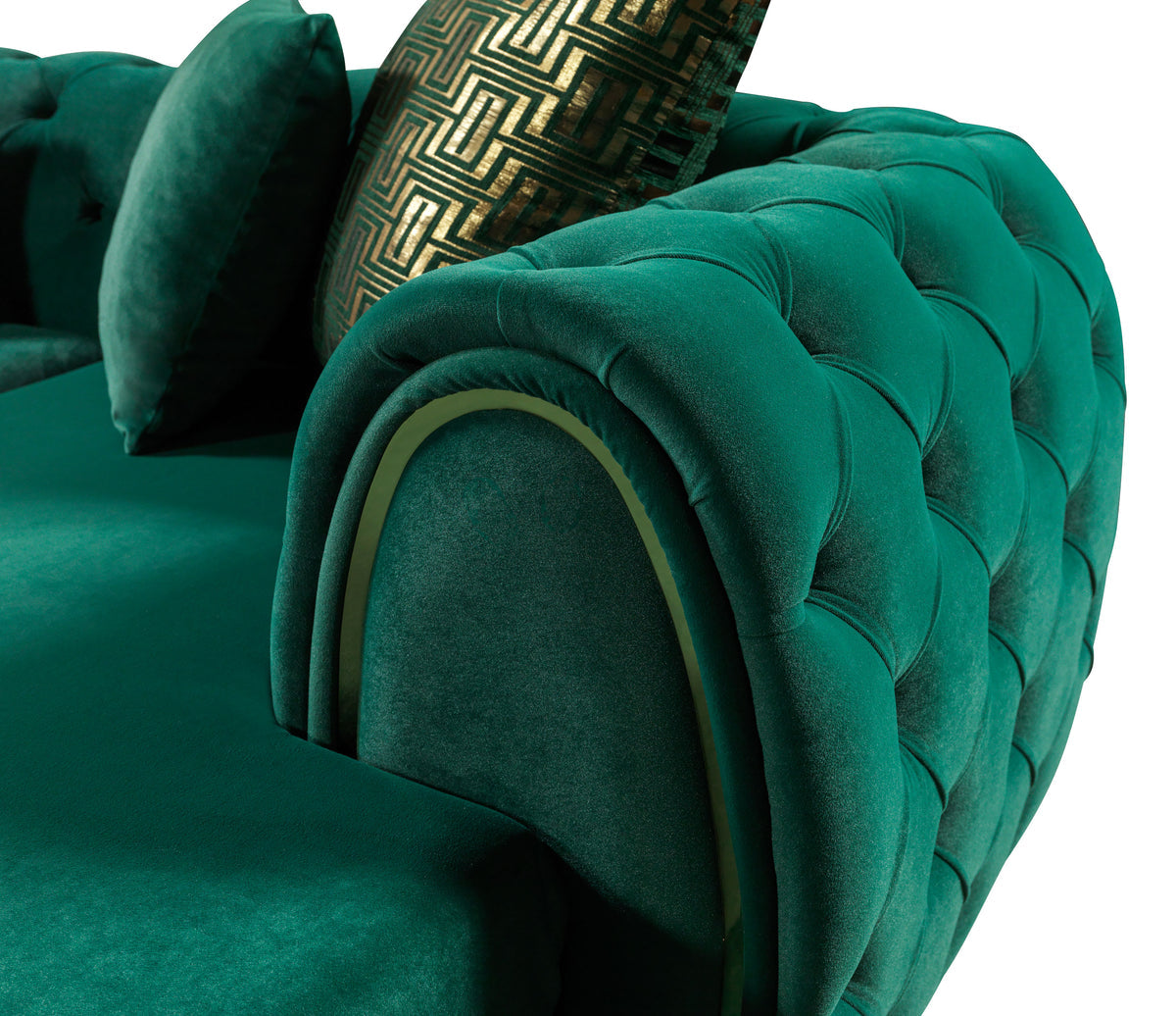 main view of Oprah Green Velvet Double Chaise Sectional sectional sofa