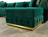 side view of Oprah Green Velvet Double Chaise Sectional sectional sofa