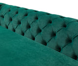 detail view of Oprah Green Velvet Double Chaise Sectional sectional sofa