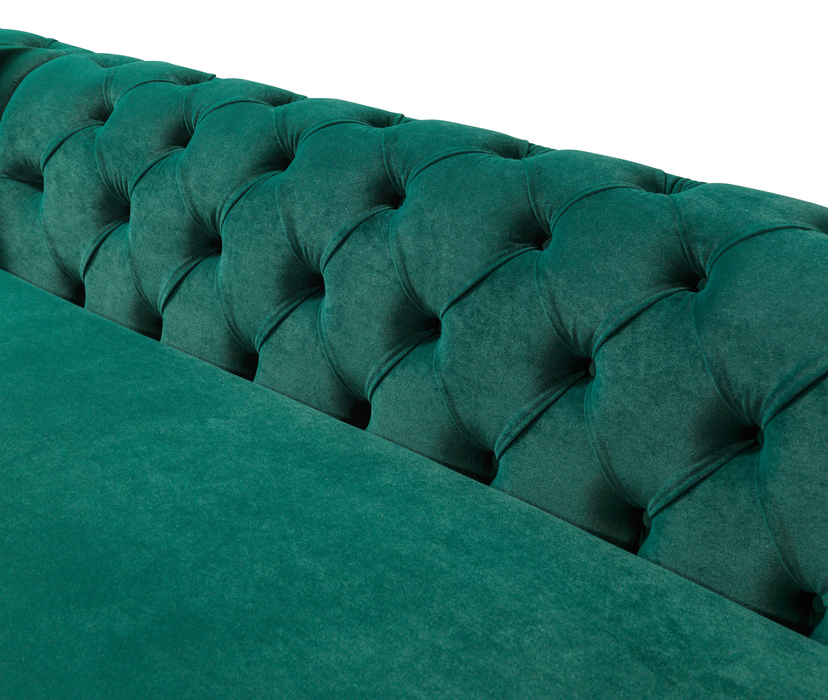 detail view of Oprah Green Velvet Double Chaise Sectional sectional sofa