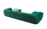 detail view of Oprah Green Velvet Double Chaise Sectional sectional sofa