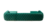 side view of Oprah Green Velvet Double Chaise Sectional sectional sofa