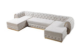 living room scene with ivory velvet sectional