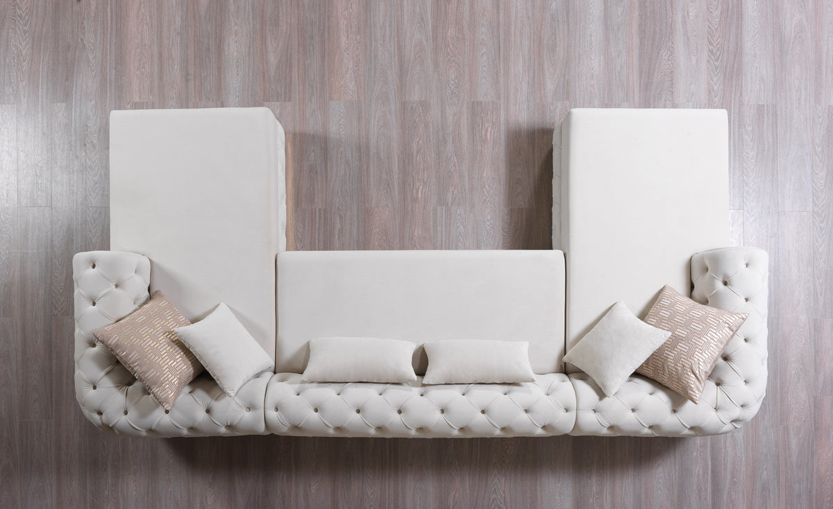 side view showcasing double chaise sectional sofa