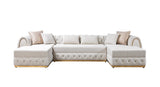 front angle view of Oprah Ivory Velvet Double Chaise Sectional