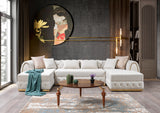 side profile of Oprah Ivory Velvet Double Chaise Sectional