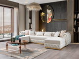 main view of Oprah Ivory Velvet Double Chaise Sectional sofa