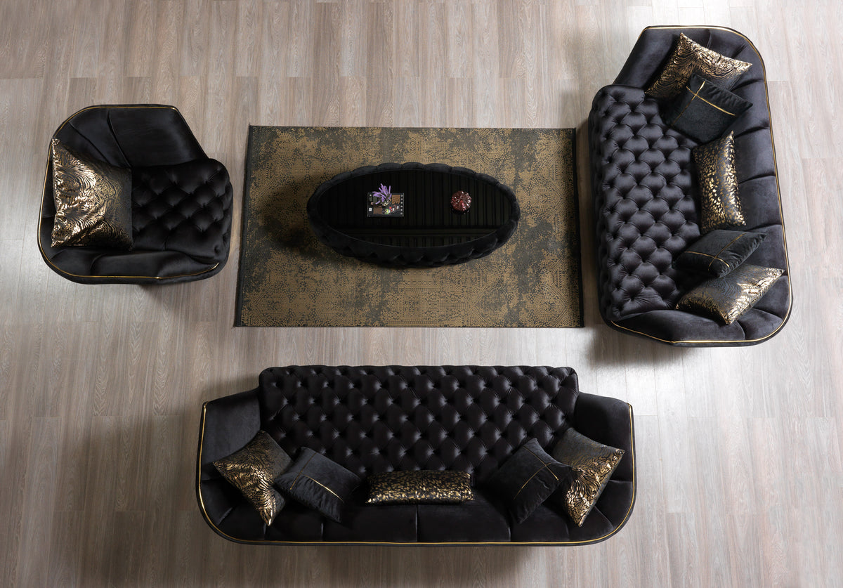 Side view of Jenny black coffee table highlighting finish