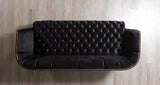 Jenny black velvet sofa and loveseat set front view