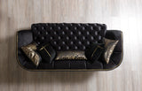 Jenny black velvet sofa and loveseat set front view