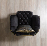 Jenny black velvet sofa and loveseat set front view